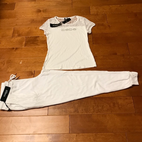 Bebe rhinestone logo T-shirt & zuma pant L - Picture 3 of 8
